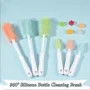 Silicone Bottle Cleaning Brush Baby Pacifier Straw Scrubber Big&Small Brush 360° Glass Cup Washing Kitchen Cleaning Tool Set