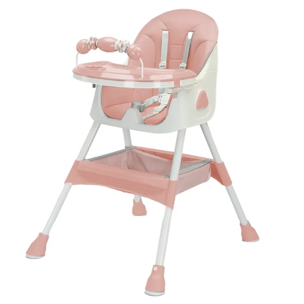 Foldable Baby High Chair 6 Months Plus, with Large Antislip Pad & ToyRack, Easy to Clean Feeding , E500 - Image 2