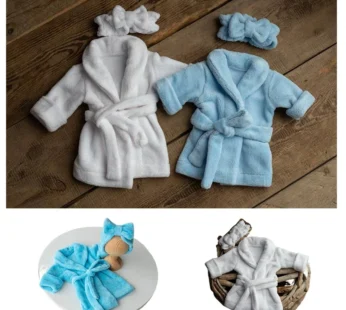 Newborn Photography Props Baby Hooded Robe With Belt Bathrobe Bath Towel Cucumber Set Outfit Baby Costume Photo Accessories