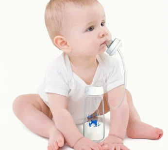 8oz/240ml Normal-Neck Baby Bottle with Straw Brush,Hands-Free PP Feeding Bottle Set-Makes Feeding Easy