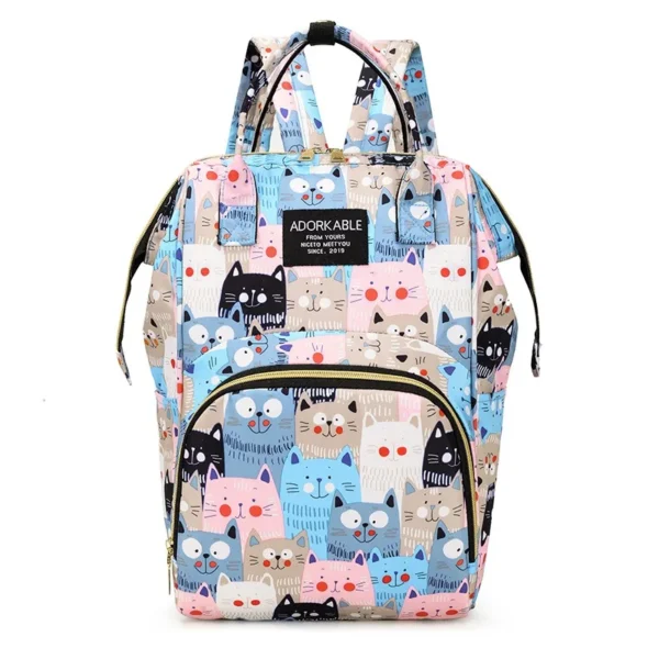 Large Capacity Canvas Mummy Bag Cartoon Printed Mommy Diaper Bags Lightweight Portable Women's Backpack Bottle Insulation Storag - Image 3