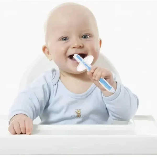 1PC 100% Food Grade Soft Handle Flexible Silicone Rubber Teether Infant Training Baby Toothbrush Factory Price - Image 2