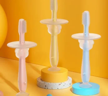 1PC 100% Food Grade Soft Handle Flexible Silicone Rubber Teether Infant Training Baby Toothbrush Factory Price