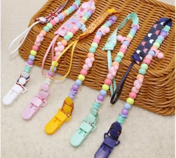 Baby Pacifier Clip Adjustable Anti-lost Chain Rope Girls Boys Soothe Nipple Teether Toys Kawaii Color Beads Webbing Babies Items