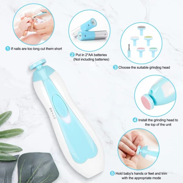 Baby Nail Trimmer Multifunctional Electric Baby Nail File Clippers Toes Fingernail Cutter Trimmer Manicure Tool Set Baby Care - Image 4