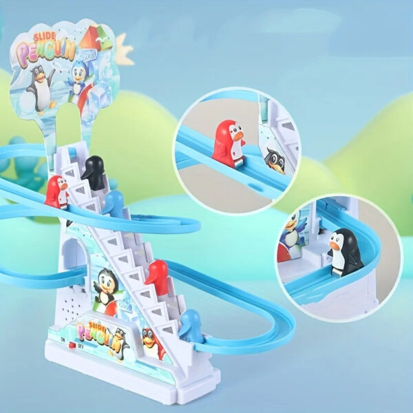 Penguin Race Set Penguin Slide Playset LED Flashing Lights Racing Track Game Set Penguin Stair Climbing Toys Kids Holiday Gift - Image 5